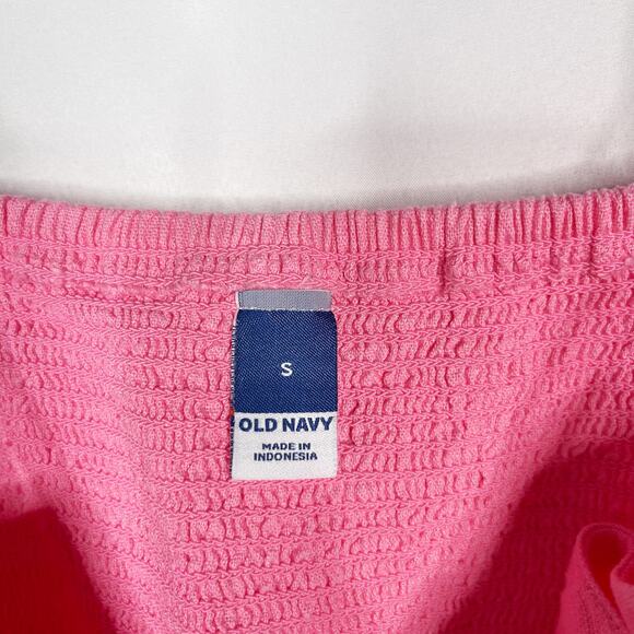 Old Navy S Pink Fit and Flare Tie Shoulder Mini Cami Dress Sparkle Berry Square - Picture 8 of 12